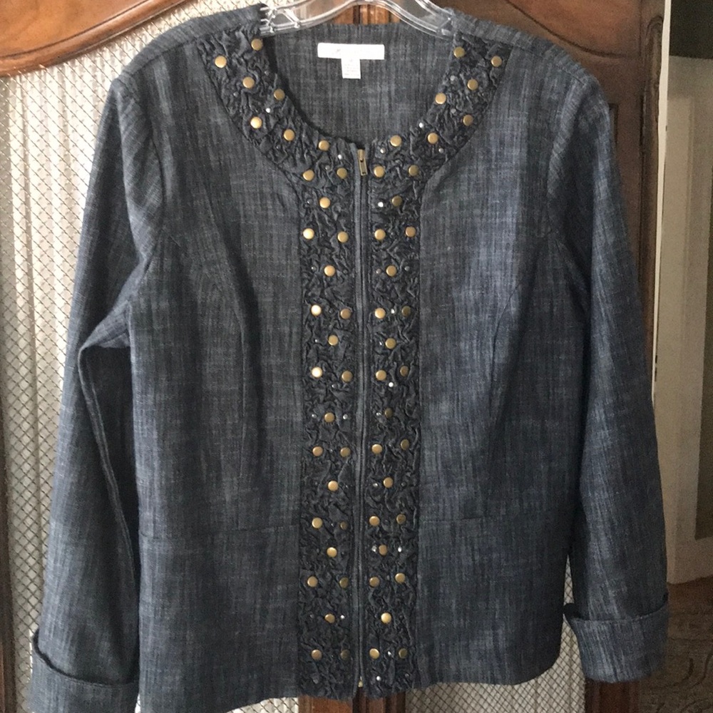 JM Collection Detailed Jean Jacket